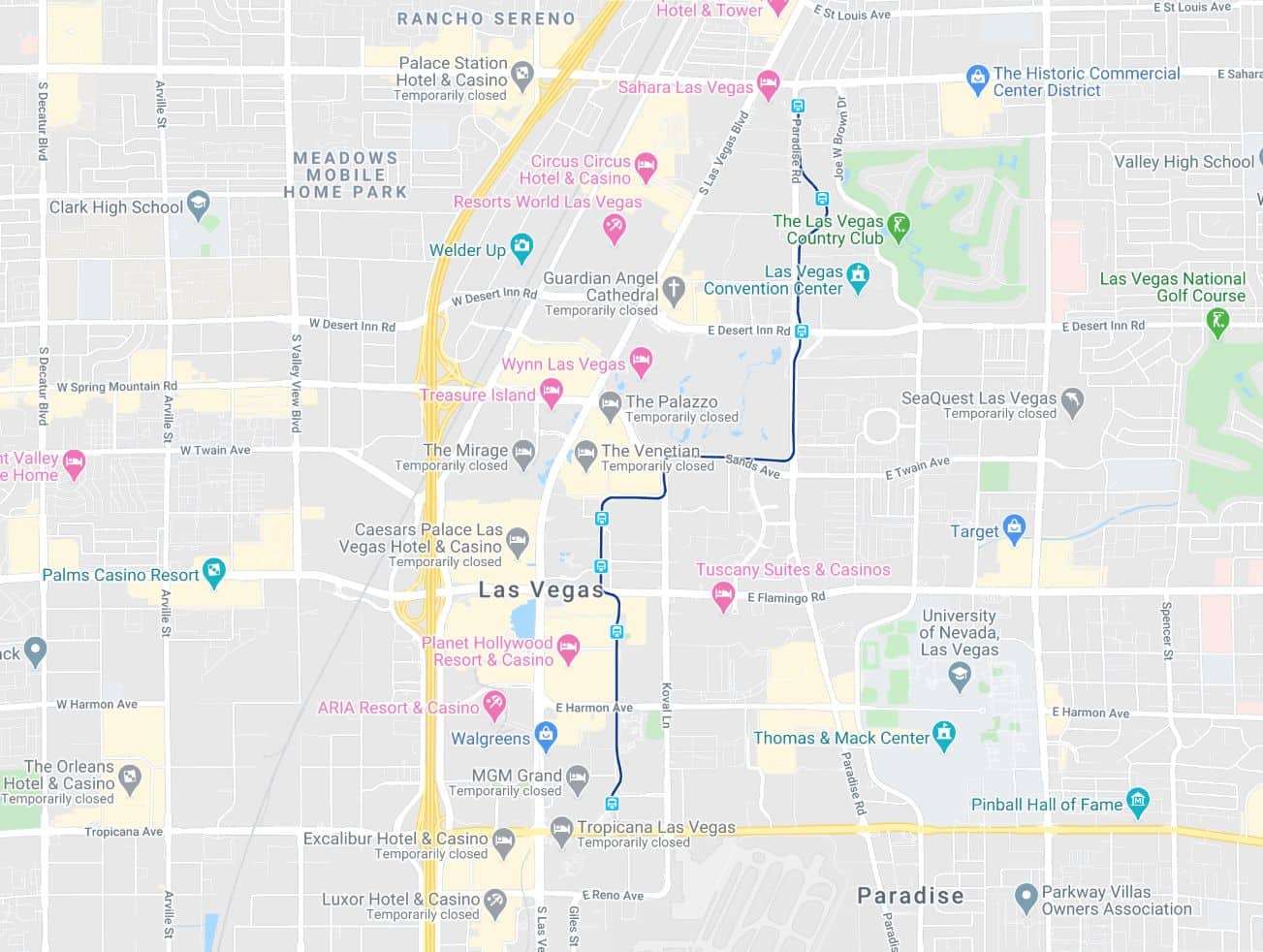Las Vegas Monorail - Stops Map, Ticket Prices, Schedule, Hours, Cost, NV